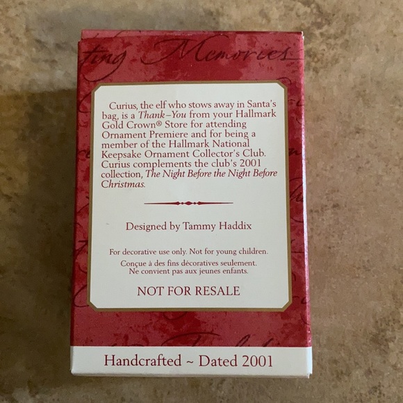 Vintage 2001 “Curious the Elf” Hallmark Keepsake Collector’s Club Ornament w/Box - Picture 6 of 10